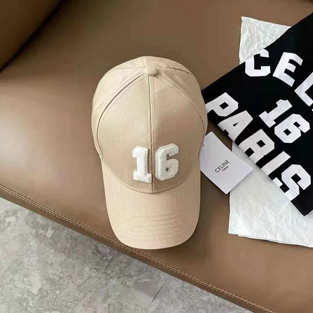 Celine 16 Patch Cotton Baseball Cap for Women in Beige