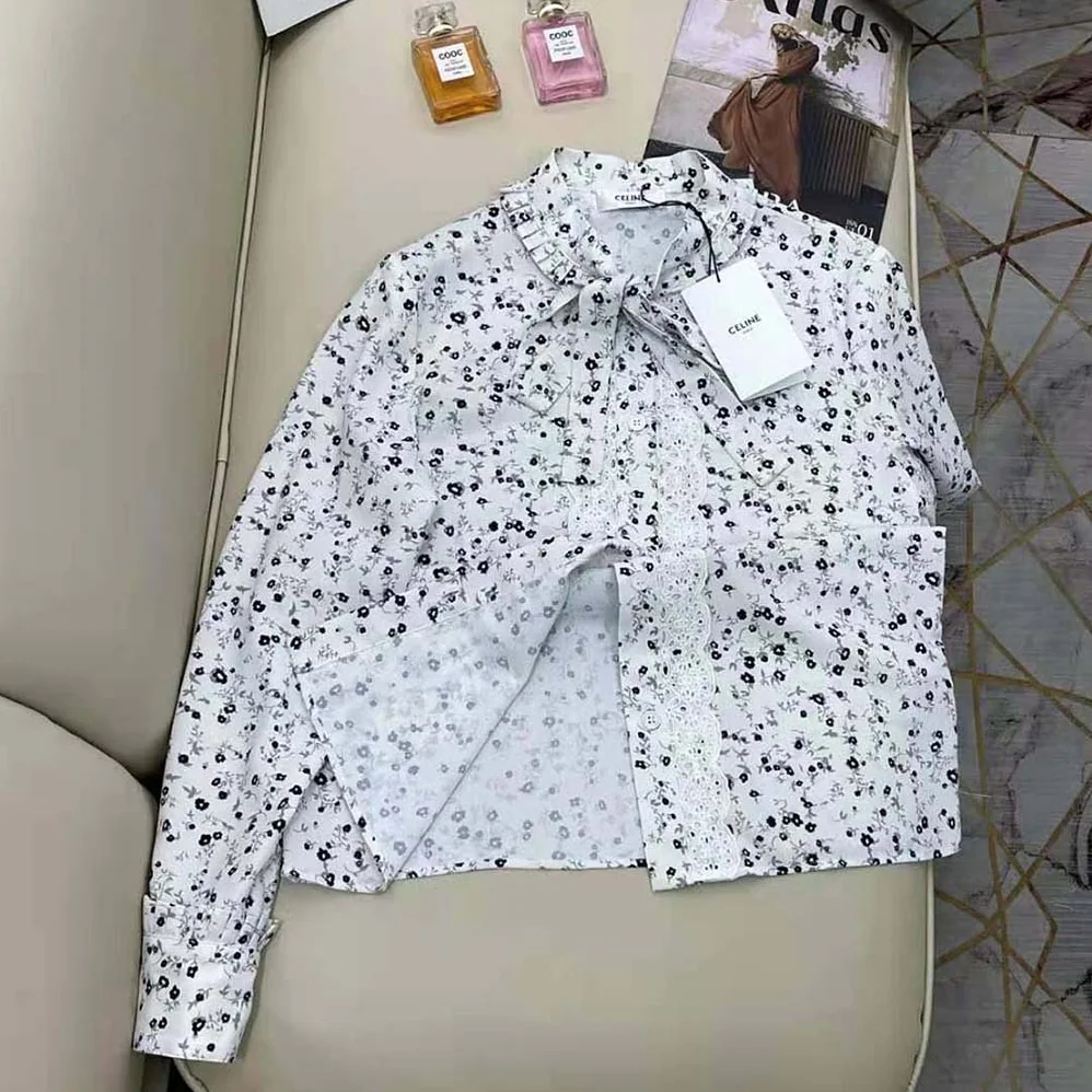 Celine Loose Cotton Voile Shirt for Women in White Celine Loose Cotton Voile Shirt for Women in White