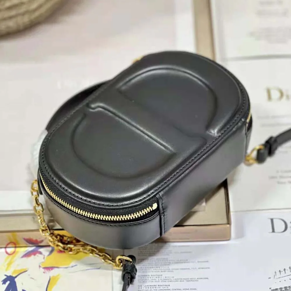 Dior CD Signature Oval Camera Bag Black Calfskin with Embossed CD Signature for Women Dior CD Signature Oval Camera Bag Black Calfskin with Embossed CD Signature for Women