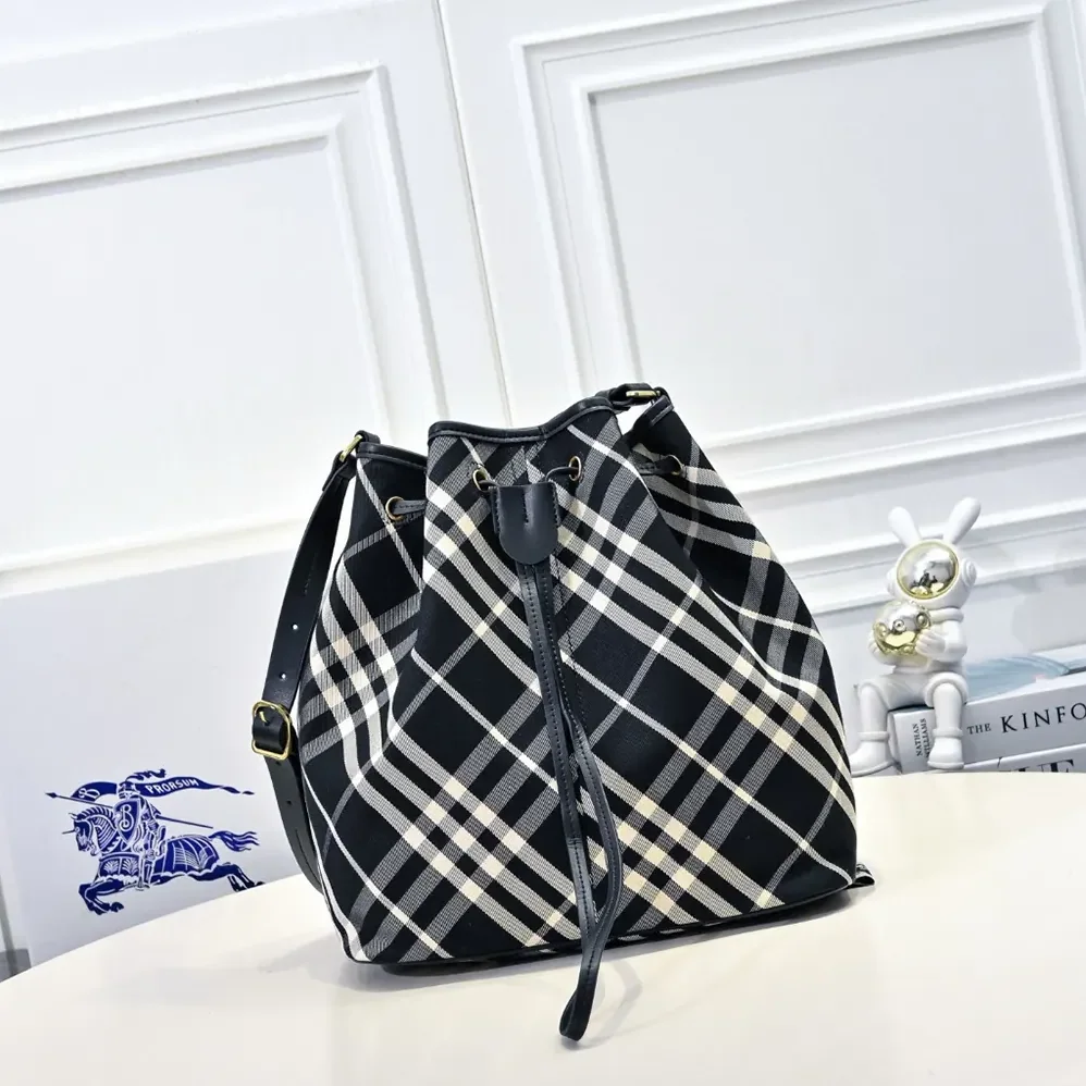 Burberry Medium Check Drawstring Pouch for Women Burberry Medium Check Drawstring Pouch for Women