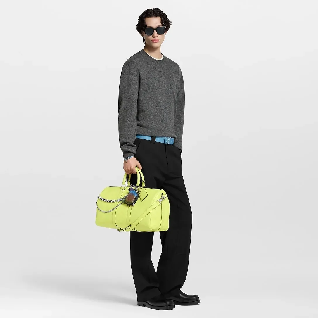 Louis Vuitton Keepall Bandouliere 45 Travel Bag in Lemon Yellow Silver Hardware Louis Vuitton Keepall Bandouliere 45 Travel Bag in Lemon Yellow Silver Hardware