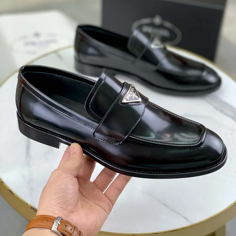 Prada Patent Leather Loafers in 25 mm Heel Height for Men in Black Prada Patent Leather Loafers in 25 mm Heel Height for Men in Black