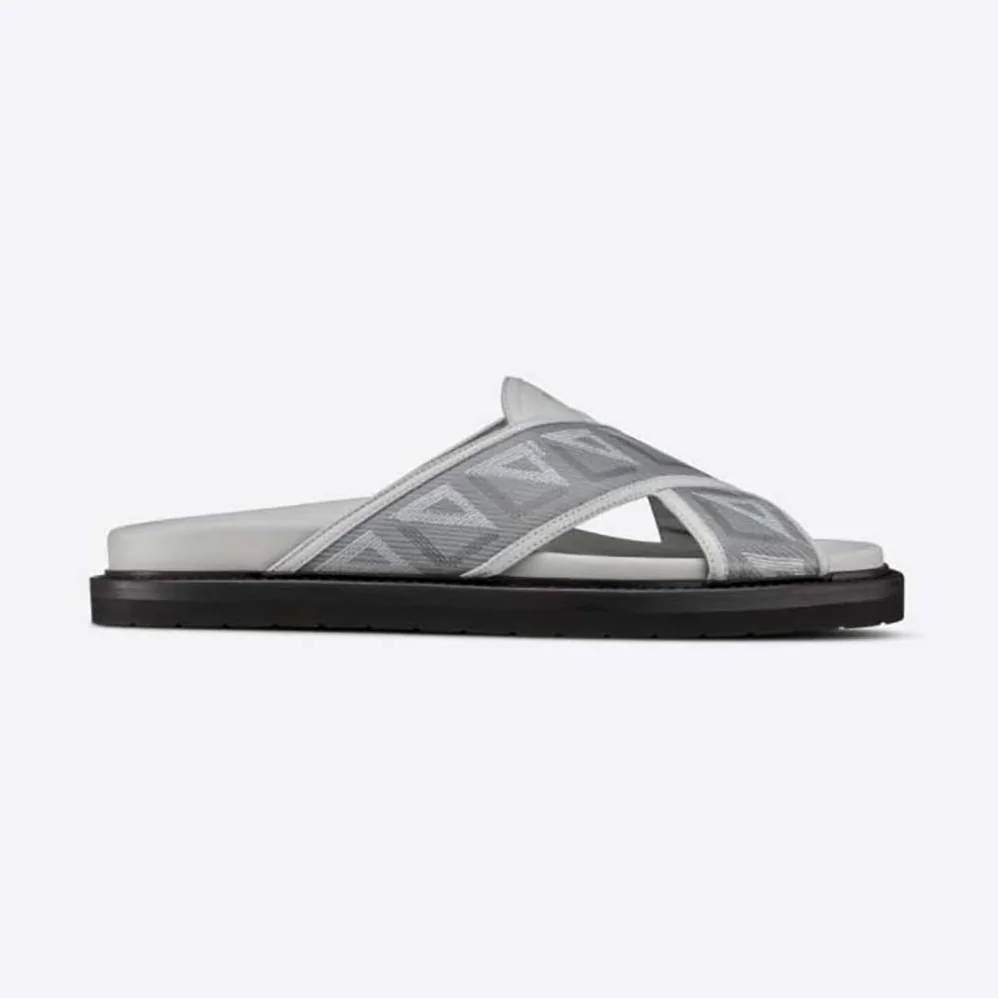 Dior Aqua Sandal Dior Gray CD Diamond Canvas for Men Dior Aqua Sandal Dior Gray CD Diamond Canvas for Men