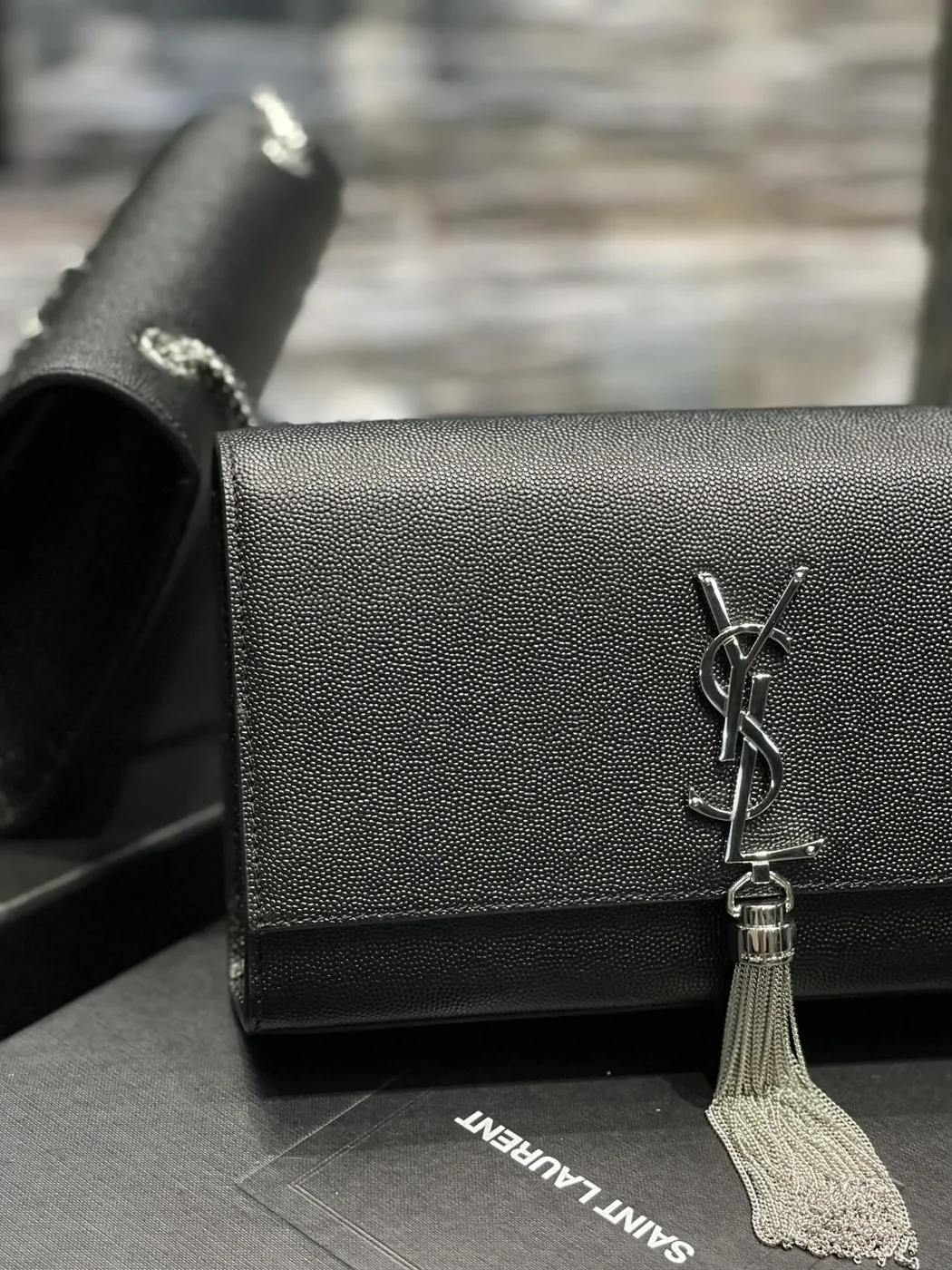 Saint Laurent Kata Medium Chain Bag Black With Tassel in YSL Saint Laurent Kata Medium Chain Bag Black With Tassel in YSL