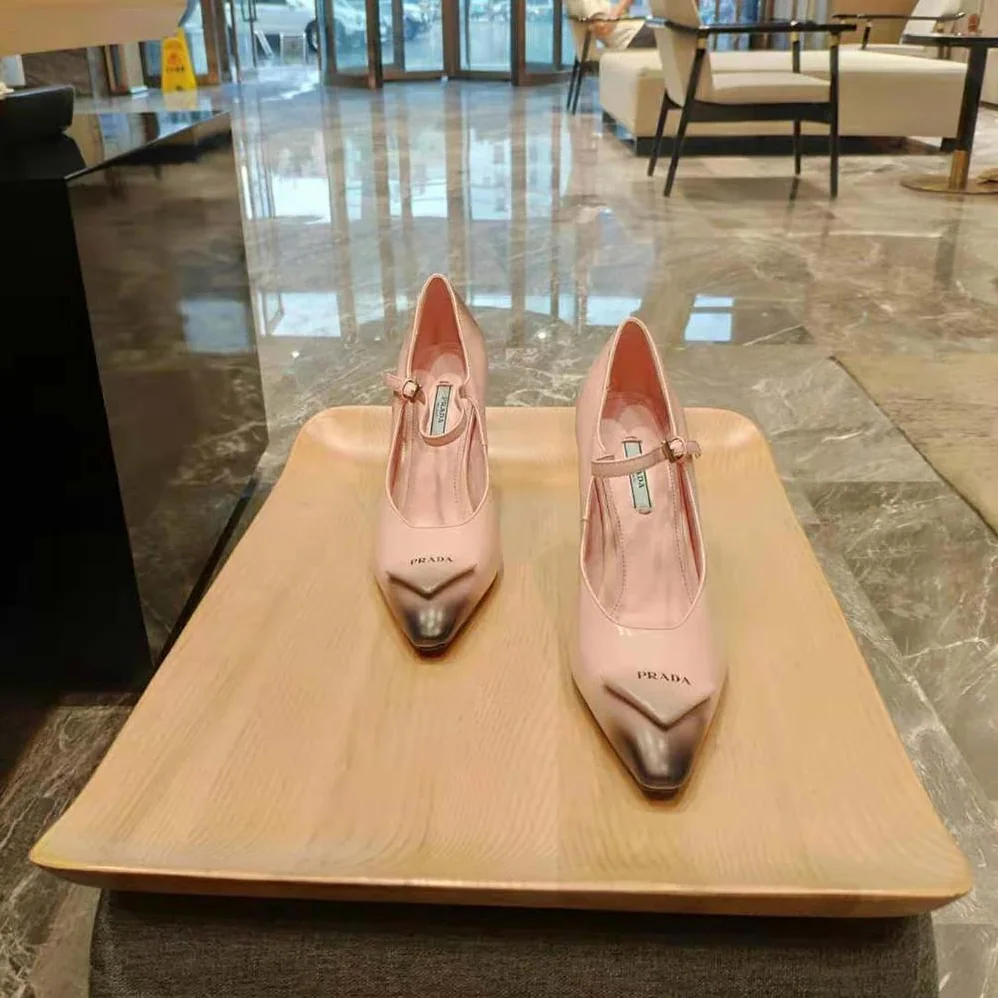Prada Brushed Leather Pumps in 95 mm Leather-Covered Heel for Women in Pink