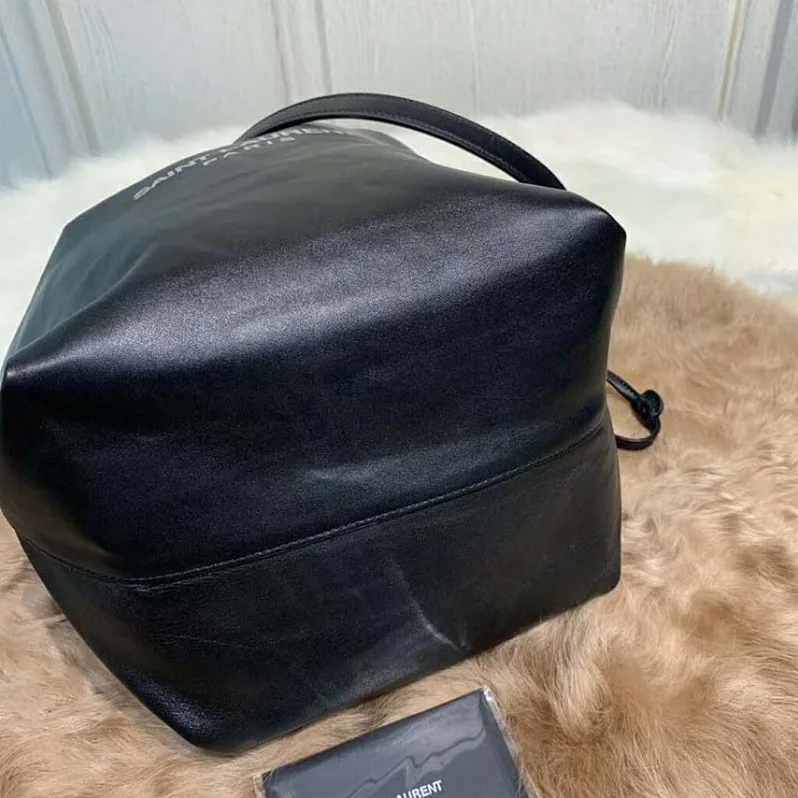 Saint Laurent YSL Teddy Drawstring Bag Smooth Leather for Women in Black Saint Laurent YSL Teddy Drawstring Bag Smooth Leather for Women in Black