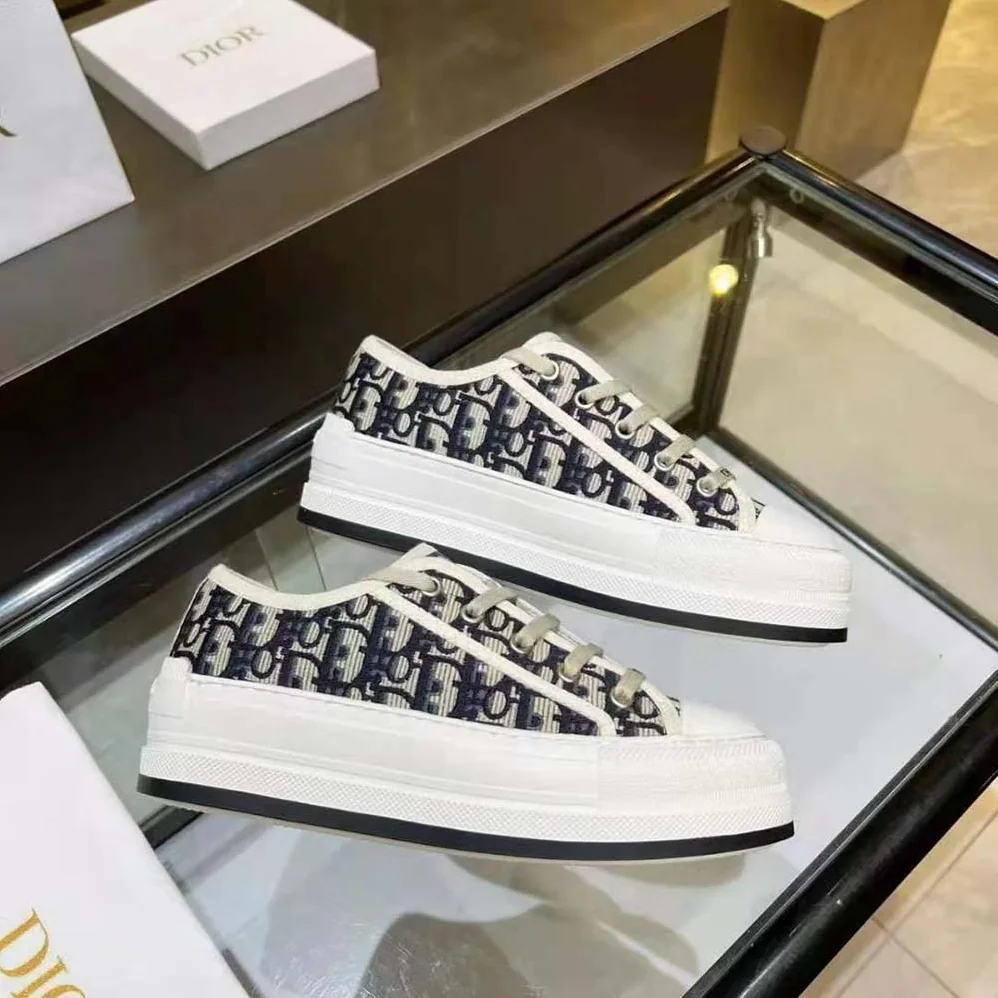 Dior Walk'N'Dior Platform Sneaker Deep Blue Dior Oblique Embroidered Cotton for Women