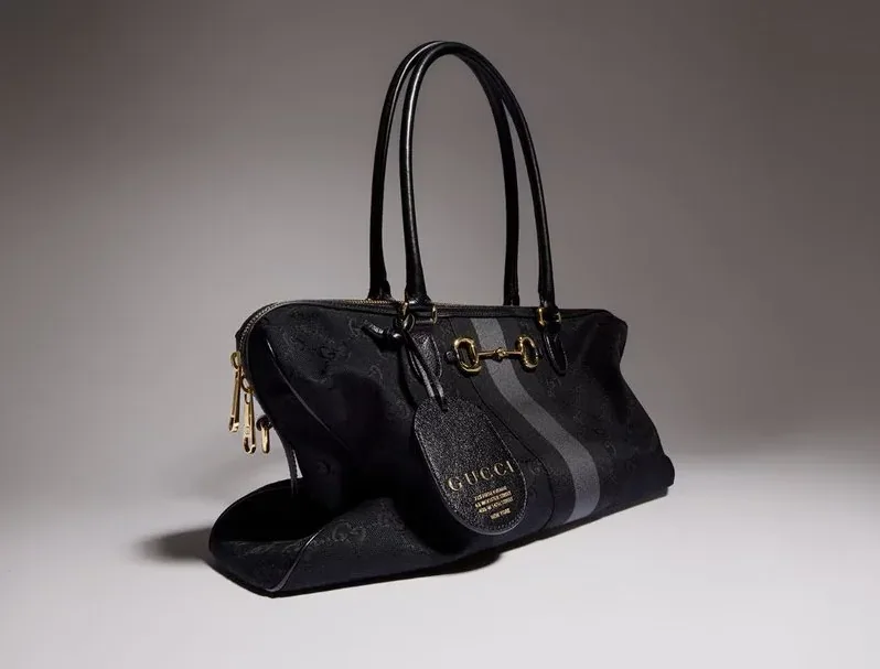 Gucci Borsetto Large Boston Shoulder Bag in Grey/ Black Gold Hardware Gucci Borsetto Large Boston Shoulder Bag in Grey/ Black Gold Hardware