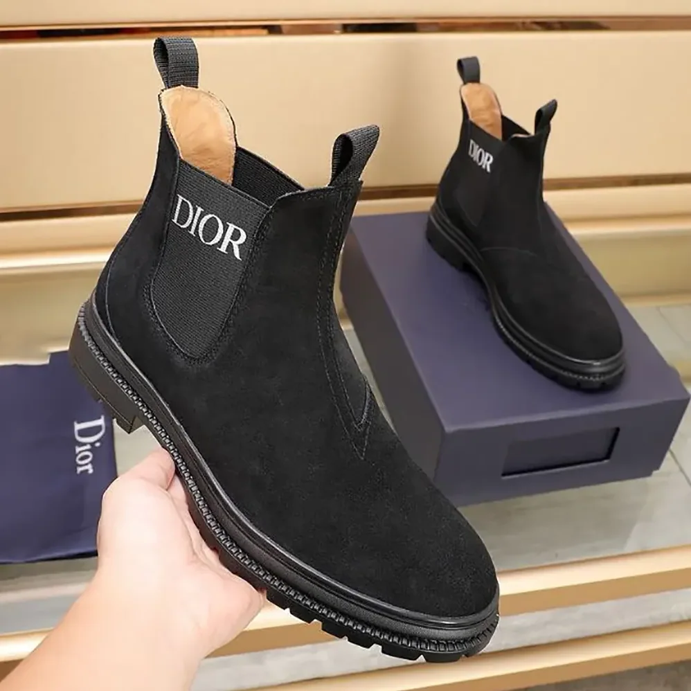 Dior D-Town Ankle Boot Black Suede Calfskin for Men