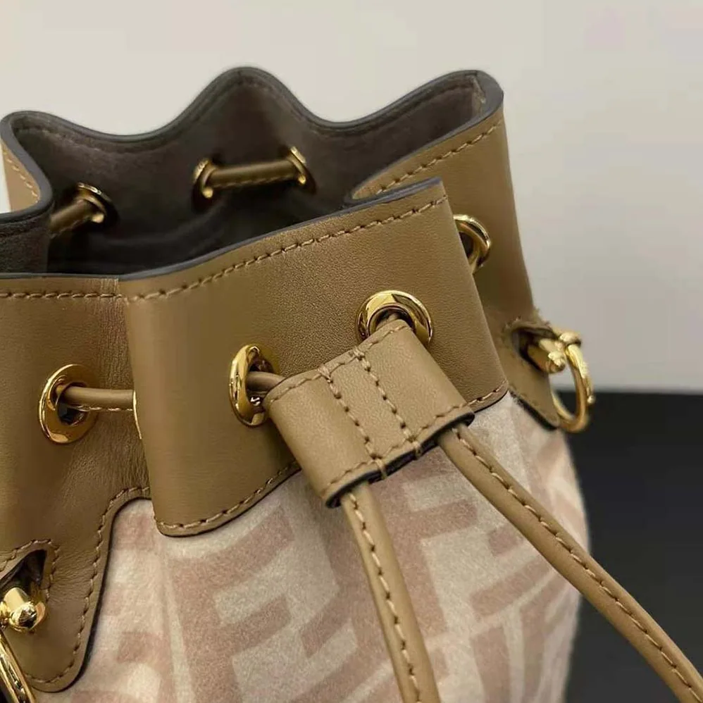 Fendi Small Mon Tresor FF Beige Wool Mini for Women in Bag