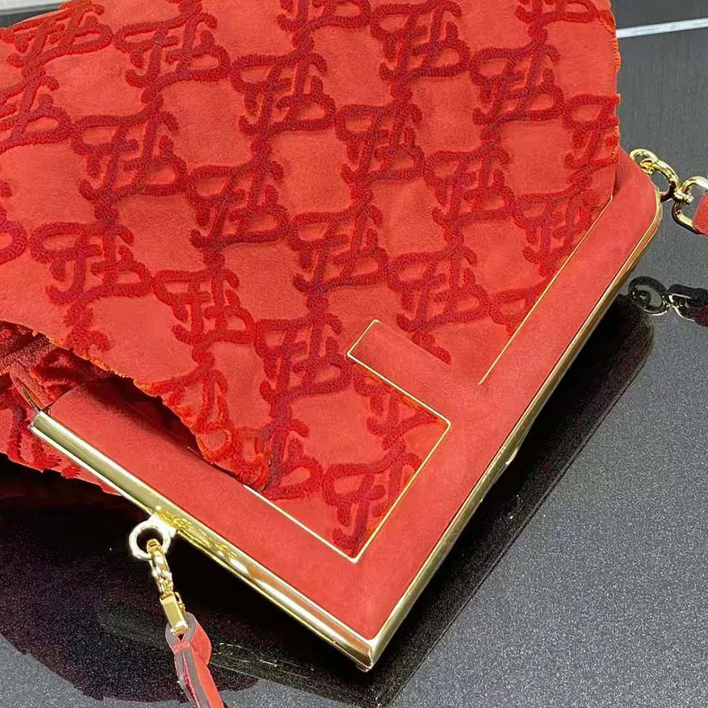 Fendi First Medium Red Suede Bag for Women in Red Fendi First Medium Red Suede Bag for Women in Red