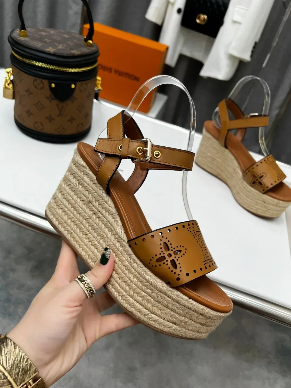 Louis Vuitton Starboard Wedge Sandal Brown LV 1A9PLN