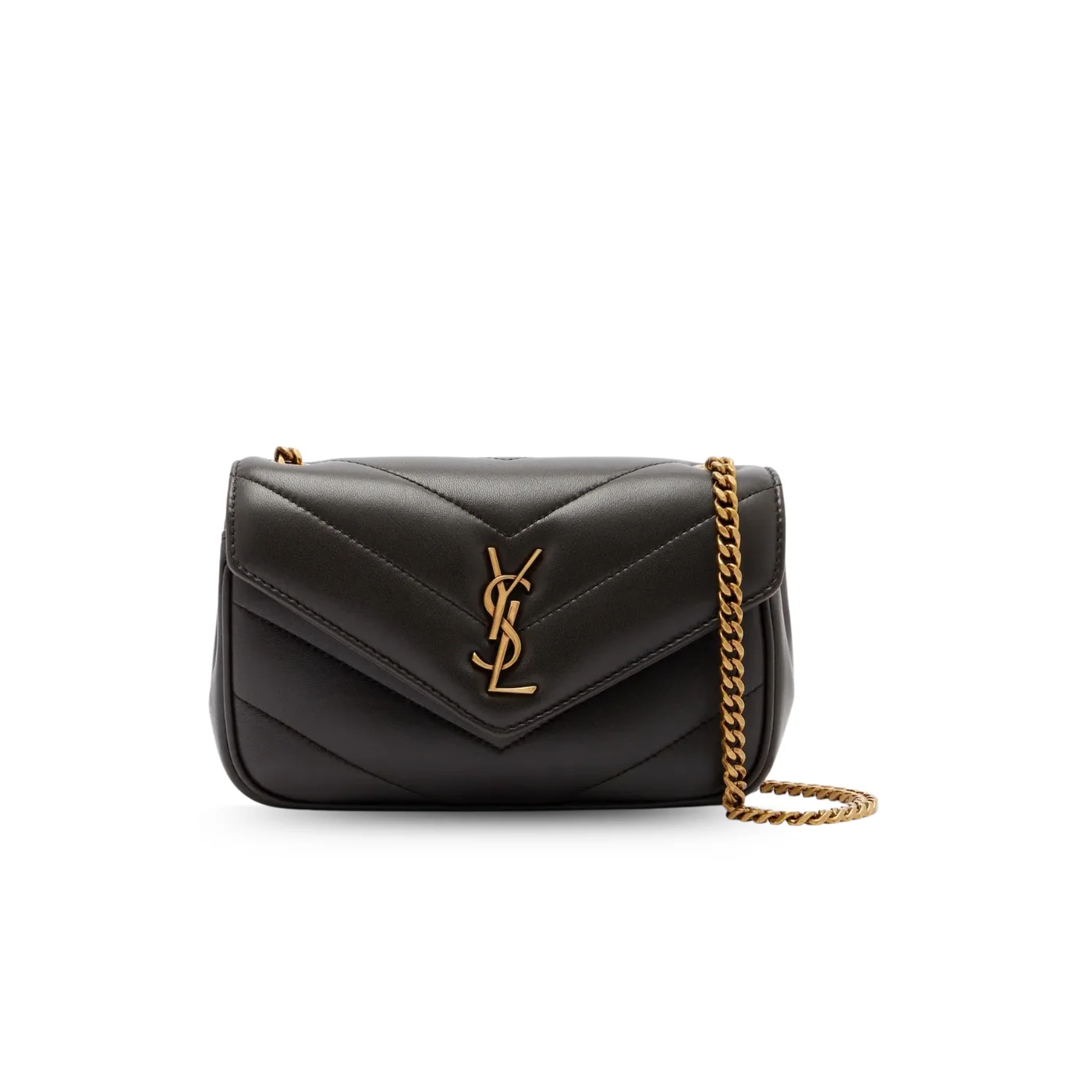 Saint Laurent Loulou Mini Shoulder Bag in Urban Grey Gold Hardware