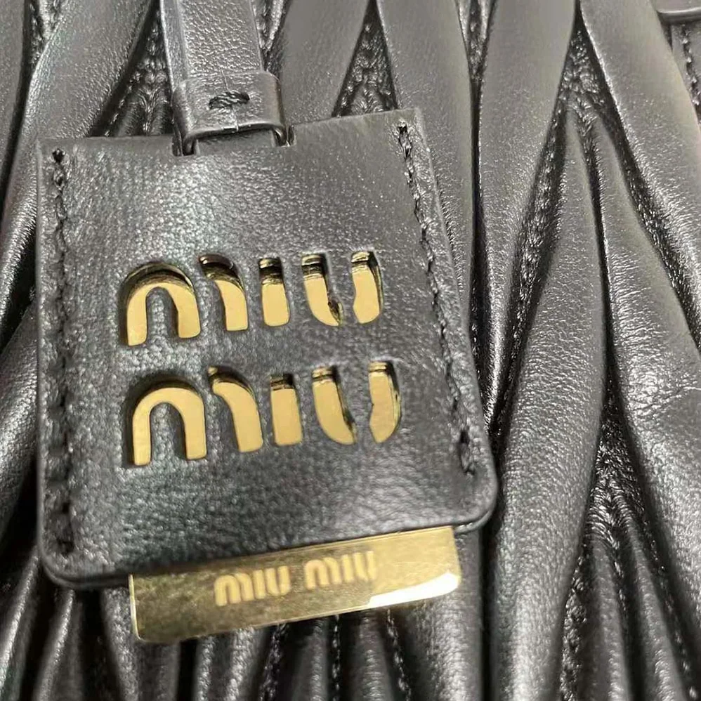 Miu Miu Matelassé Nappa Leather Tote for Women in Black