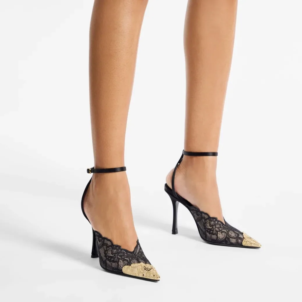 Jimmy Choo Faiz 100 Lace Pumps Black/ Vintage Gold FAIZ100FYZ Jimmy Choo Faiz 100 Lace Pumps Black/ Vintage Gold FAIZ100FYZ