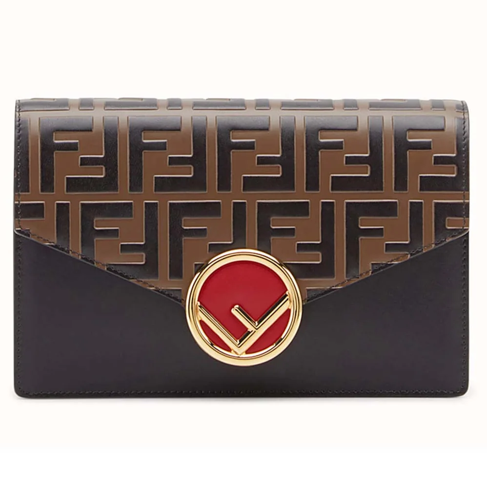 Fendi Wallet on Chain Leather Mini Bag for Women in Black