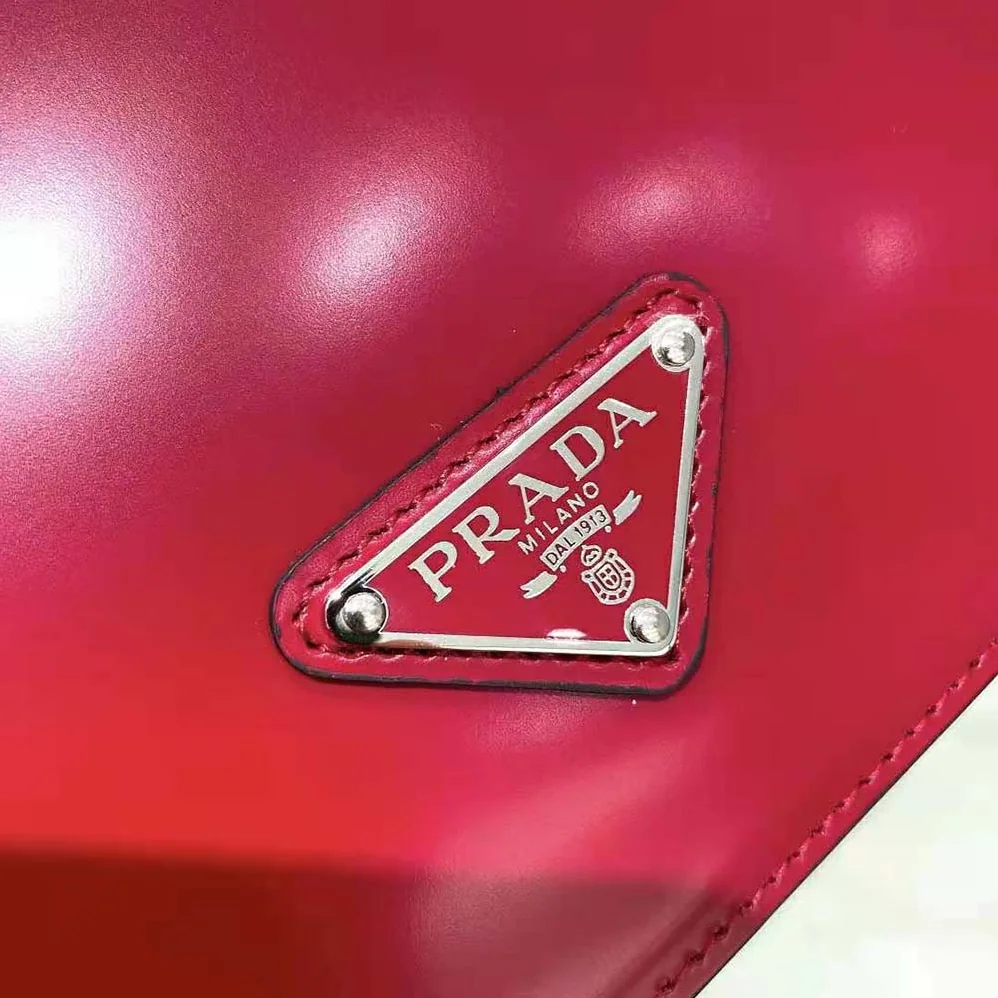 Prada Brushed Leather Shoulder Bag for Women in Red Prada Brushed Leather Shoulder Bag for Women in Red