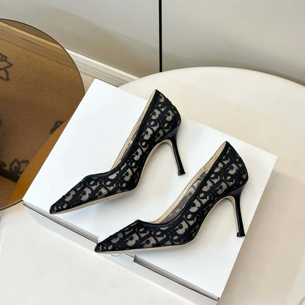 Dior Adiorable Pump Black Dior Oblique Embroidered Mesh for Women