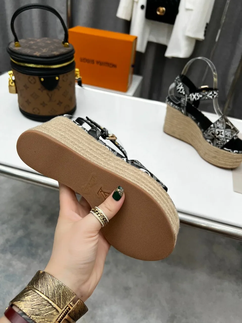 Louis Vuitton Starboard Wedge Sandal Black And White for Women