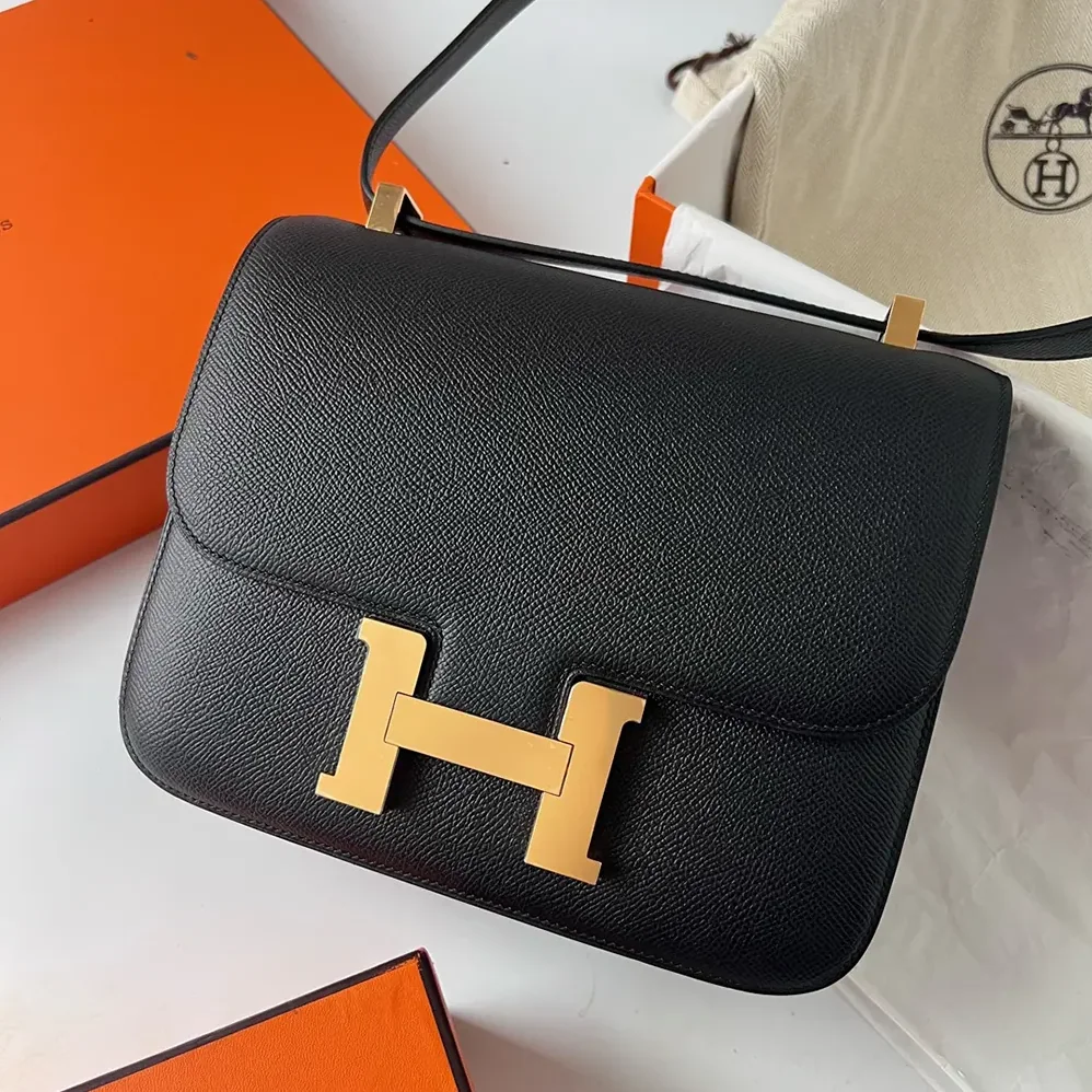 Hermes Constance 24 Bag Epsom Leather for Women in Black/Gold