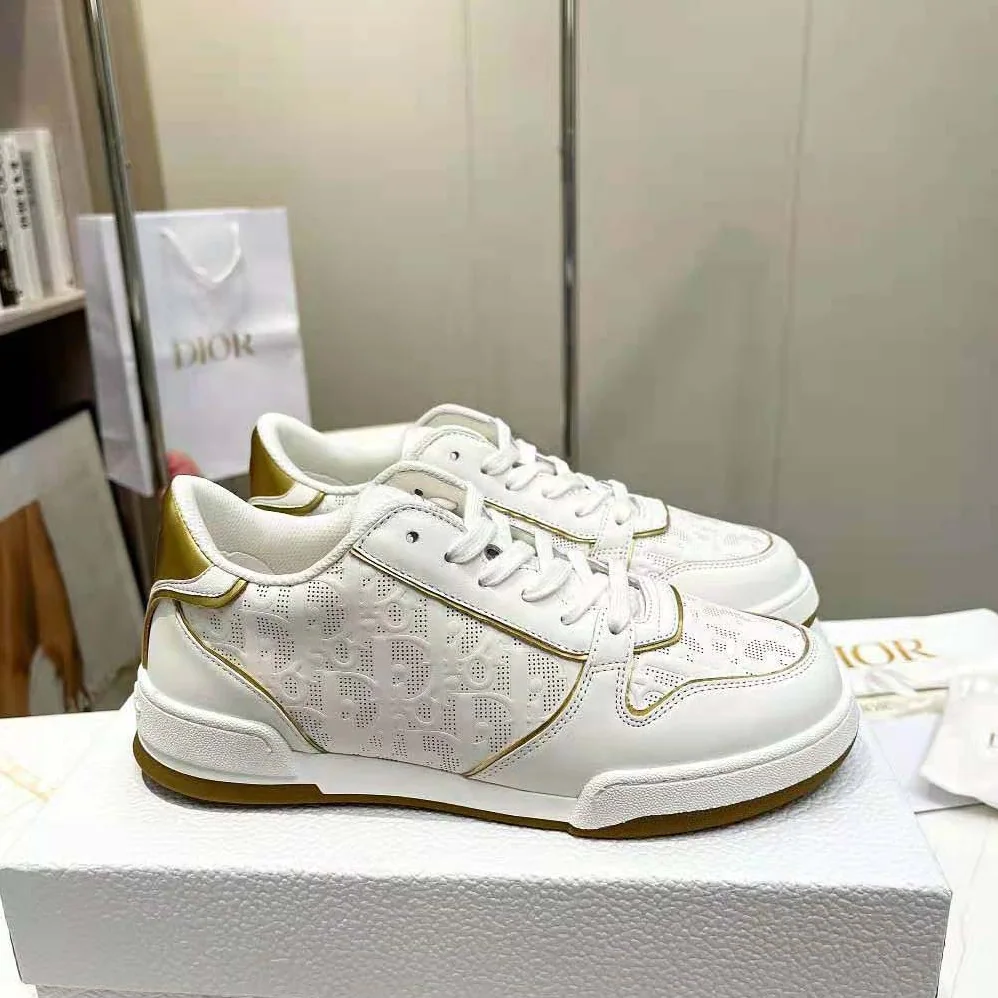 Dior One Sneaker White and Gold-Tone Dior Oblique Perforated Calfskin for Unisex Dior One Sneaker White and Gold-Tone Dior Oblique Perforated Calfskin for Unisex