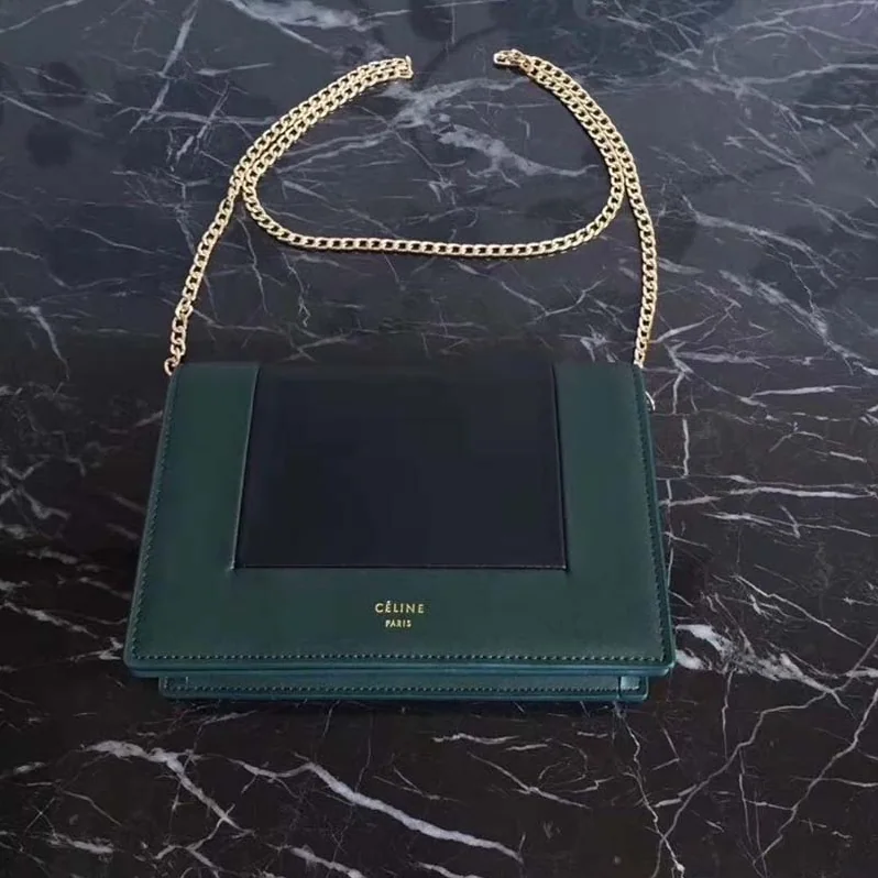 Celine Frame Evening Clutch on Chain in Bicolour Smooth Lambskin for Women