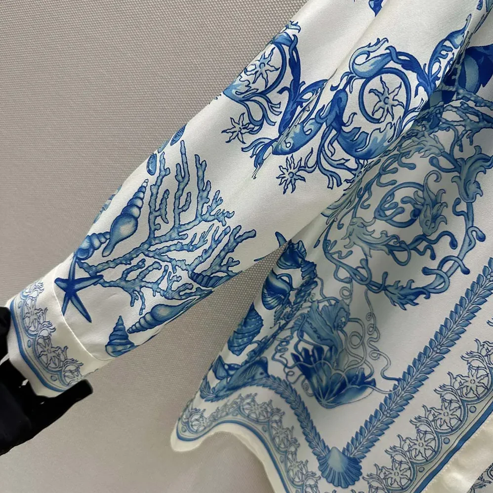 Versace Underwater Barocco Crêpe Fitted Shirt for Women