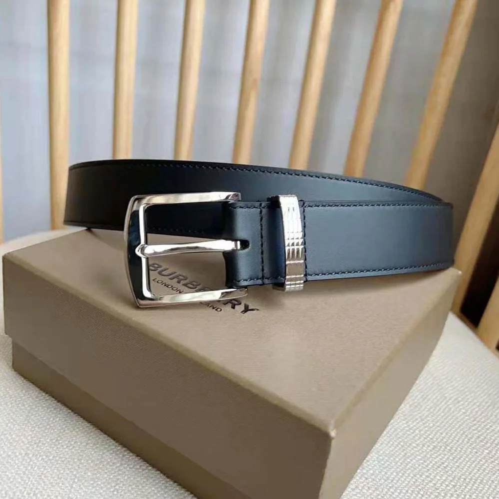 Burberry Check and Leather Belt for Men