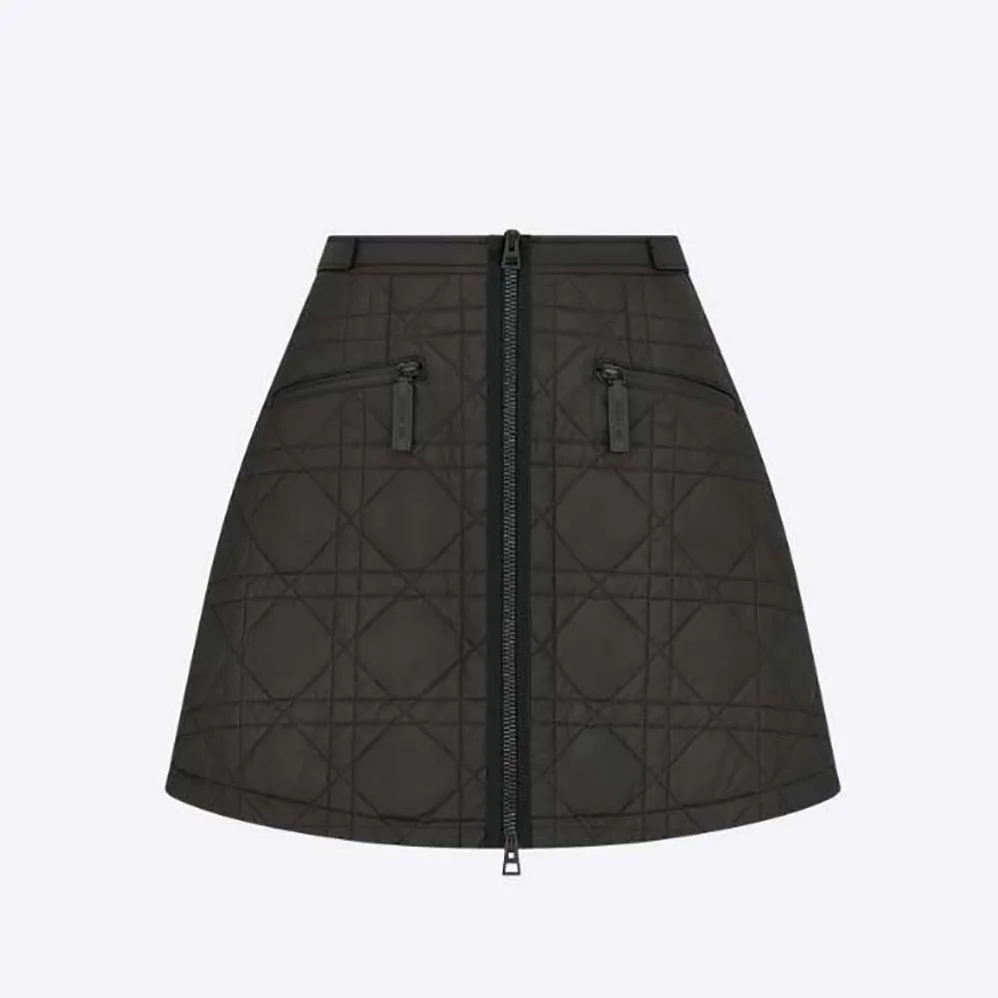 Dior Macrocannage Flared Miniskirt Black Quilted Technical Taffeta for Women Dior Macrocannage Flared Miniskirt Black Quilted Technical Taffeta for Women