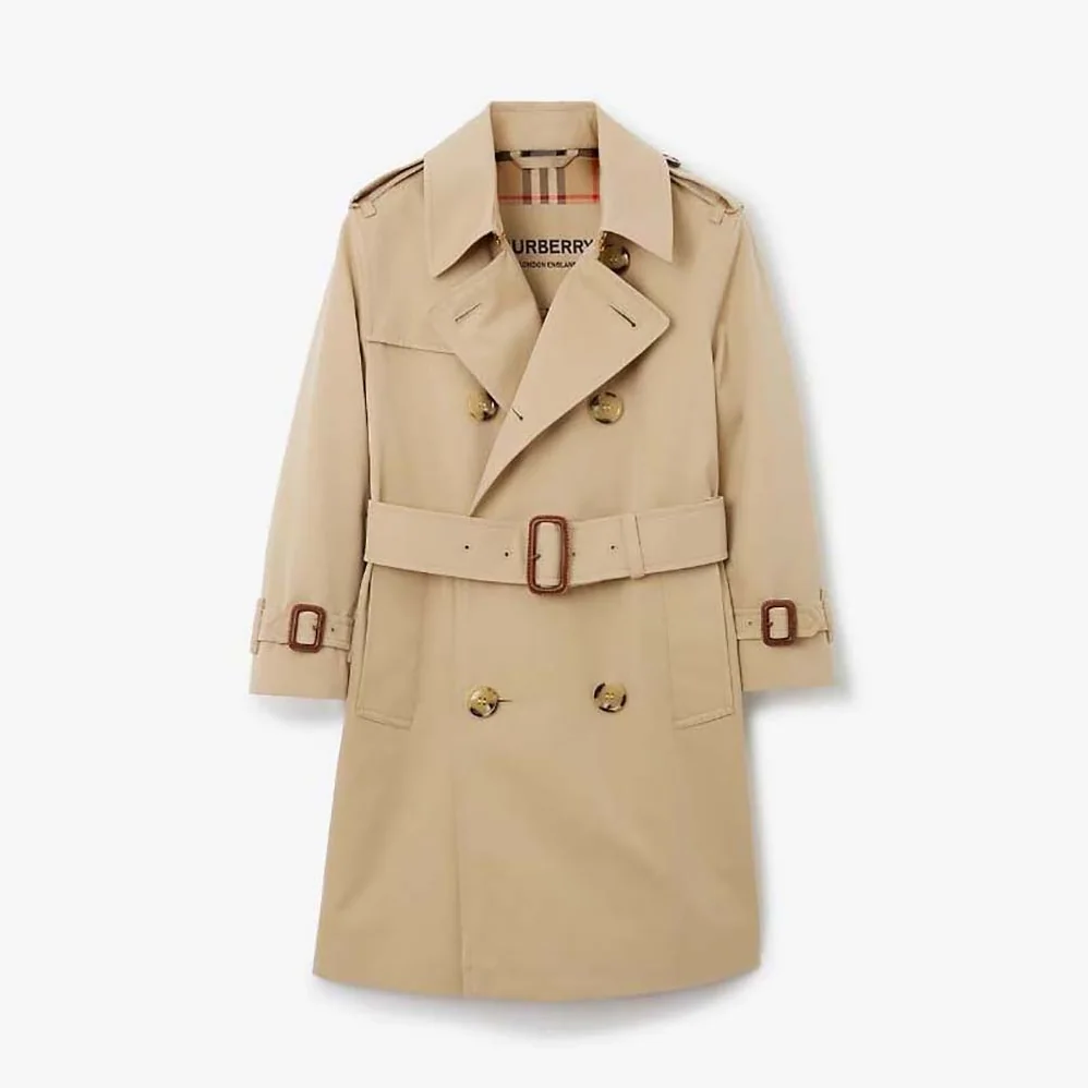 Burberry Kids' Cotton Gabardine Trench Coat in Beige