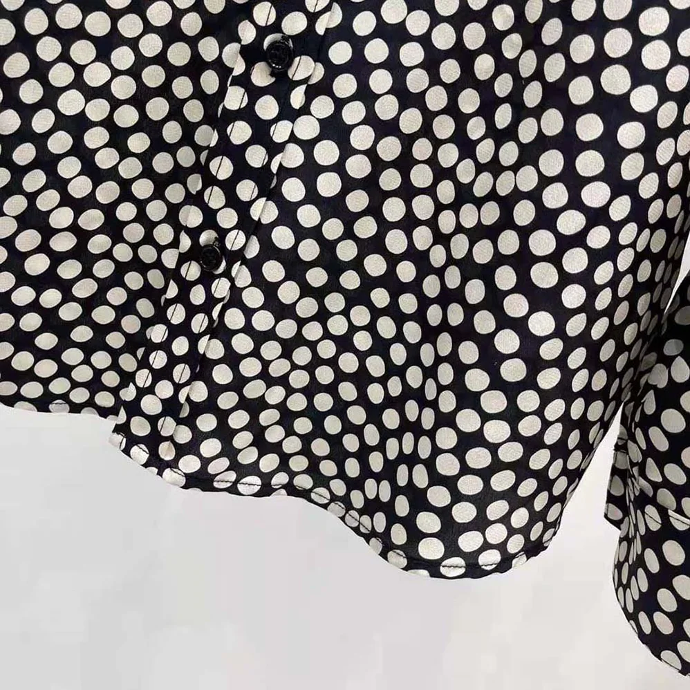 Saint Laurent YSL Classic Shirt in Dotted Silk for Women in Black