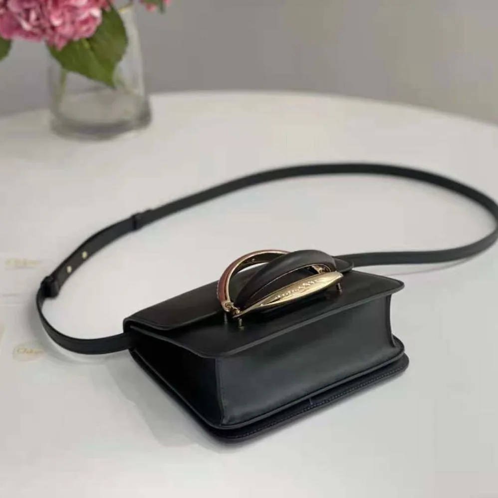 Chloe Kattie Cross-Body Bag in Shiny Calfskin for Women in Black
