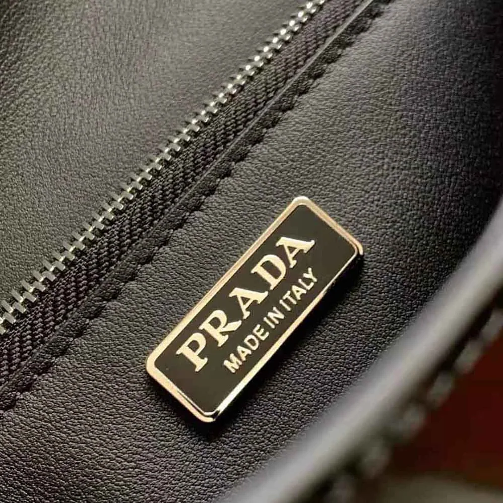 Prada Brushed Leather Shoulder Bag for Women in Black