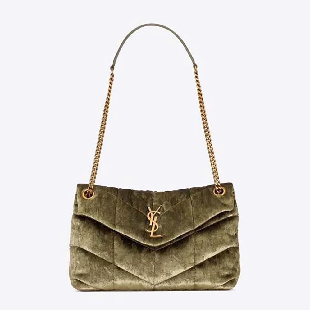 Saint Laurent YSL Puffer Small in Shiny Velvet for Women Saint Laurent YSL Puffer Small in Shiny Velvet for Women