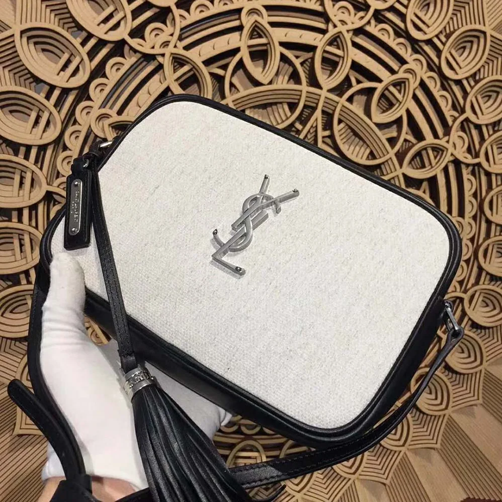 Saint Laurent YSL Lou Camera Bag Linen Canvas Leather for Women