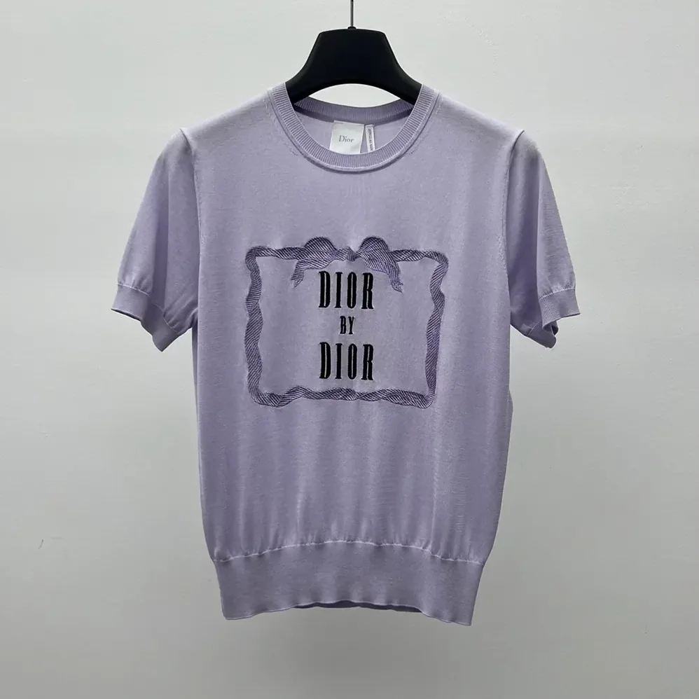 Dior Book Cover Short-Sleeved Sweater Lilas Silk Knit for Women