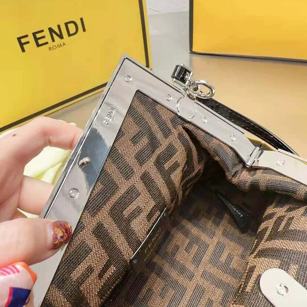 Fendi First Midi Black Patent Leather Bag for Women