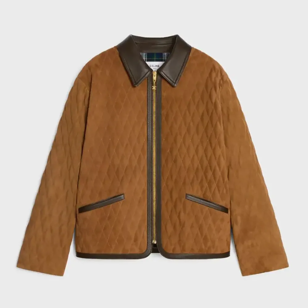 Celine Quilted Jacket In Suede for Women in Brown Celine Quilted Jacket In Suede for Women in Brown