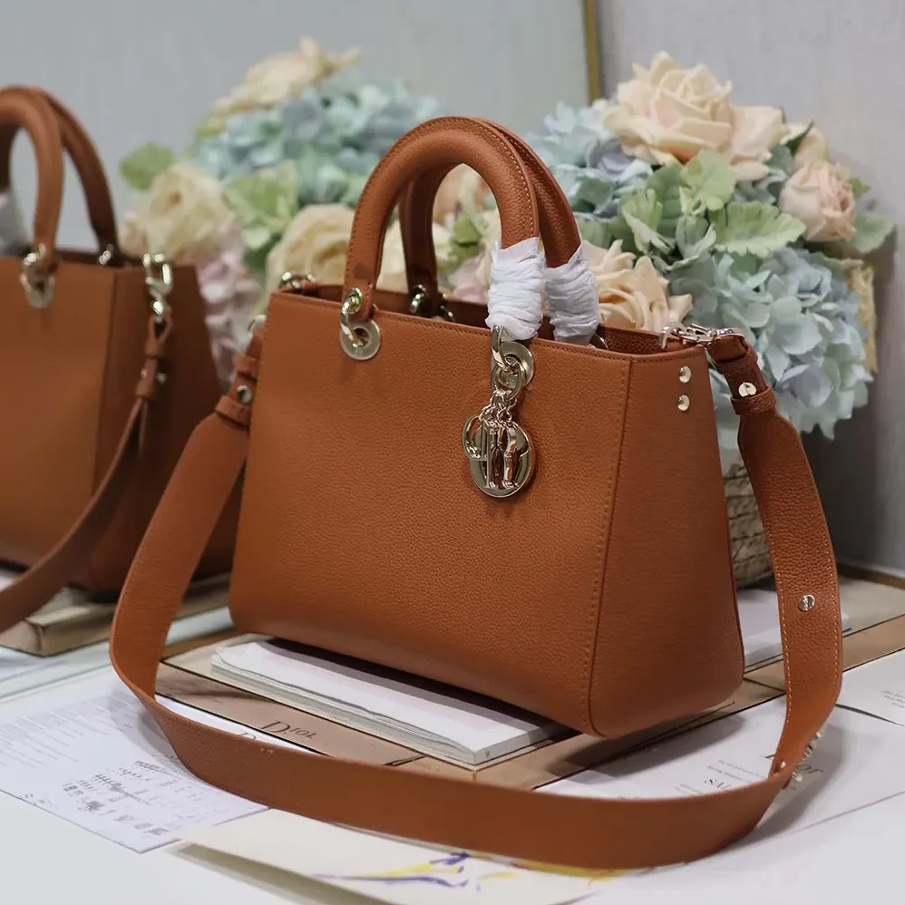 Dior Medium Lady D-Sire My ABCDior Bag Dark Brandy Taurillon Leather for Women