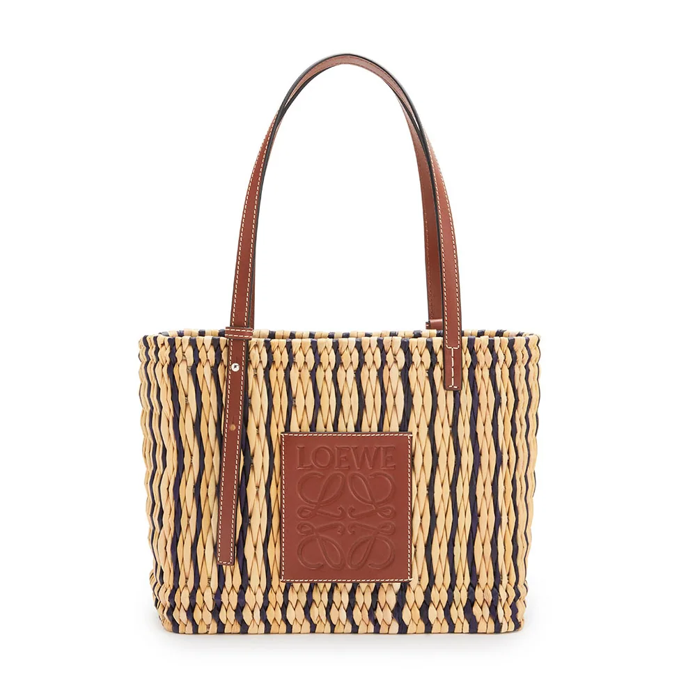 Loewe Small Square Basket Bag in Reed and Calfskin for Women Loewe Small Square Basket Bag in Reed and Calfskin for Women