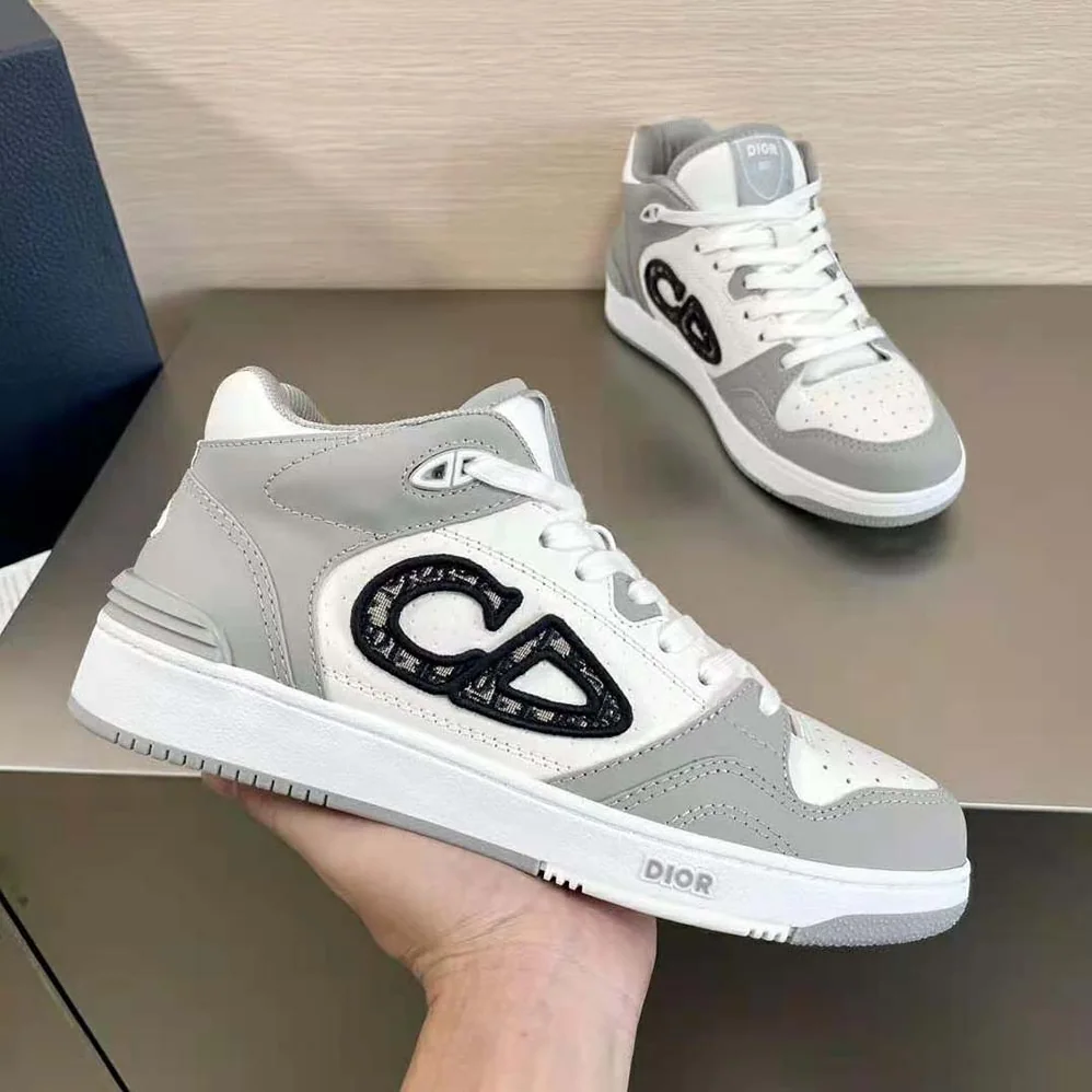 Dior B57 Mid-Top Sneaker Gray and White Smooth Calfskin for Men Dior B57 Mid-Top Sneaker Gray and White Smooth Calfskin for Men