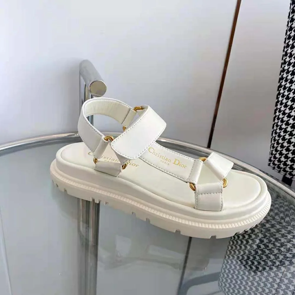 Dior D for Women in Wave Sandal White Lambskin Dior D for Women in Wave Sandal White Lambskin