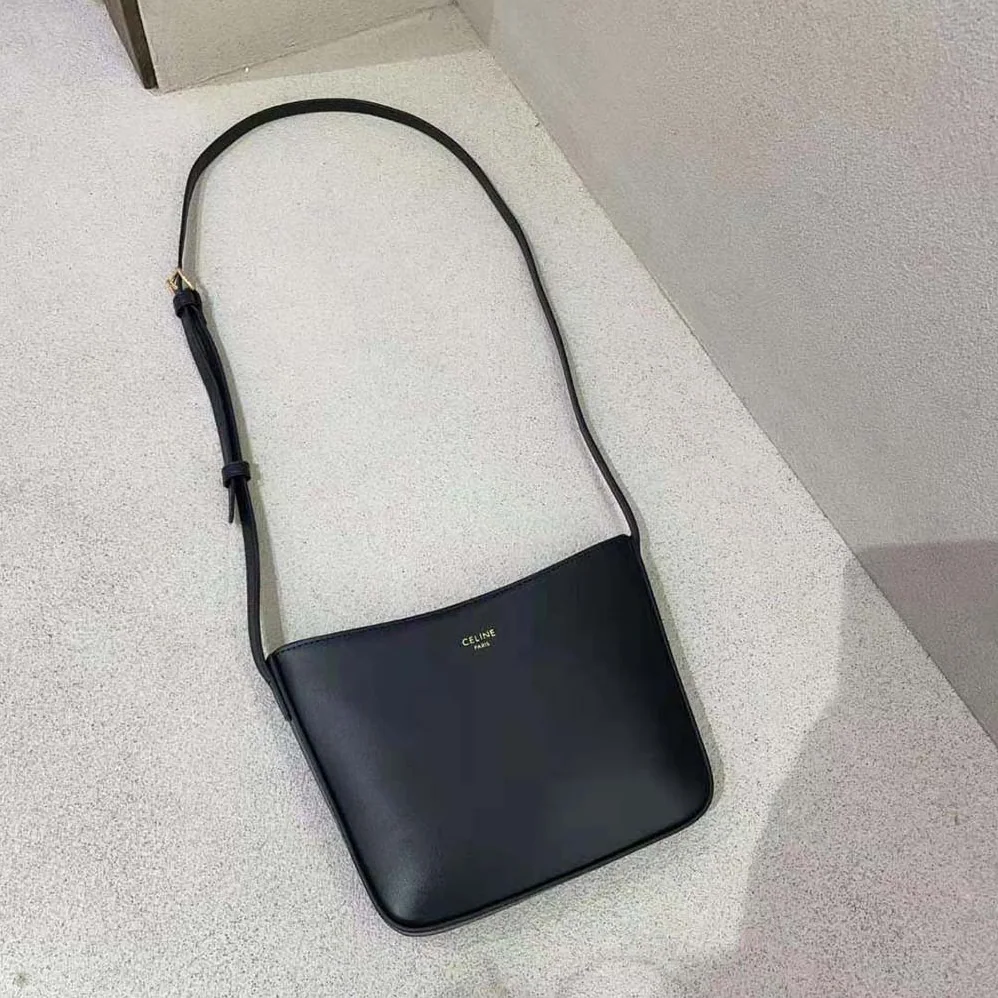 Celine Medium Celine Croque Bag in Shiny Calfskin for Women in Black Celine Medium Celine Croque Bag in Shiny Calfskin for Women in Black