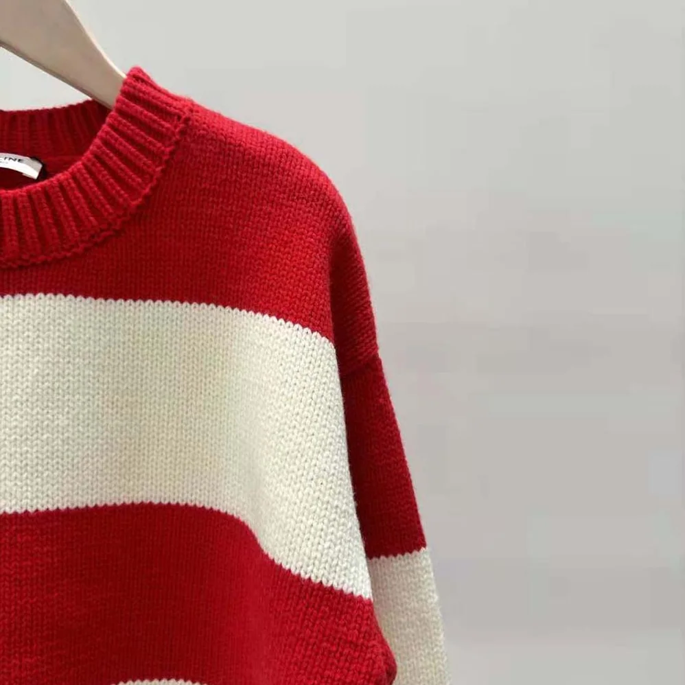 Celine Crew Neck Sweater in Wool Cashmere and Silk for Men in Red