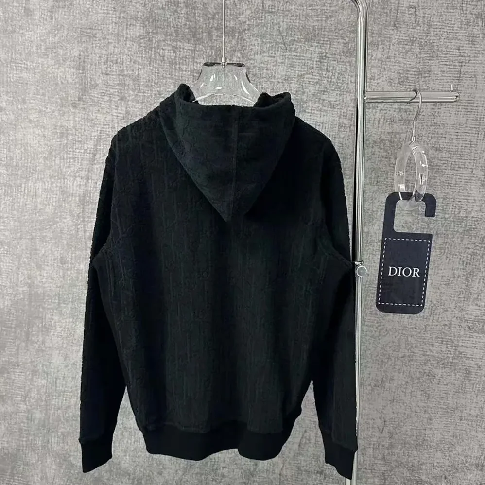 Dior Oblique Relaxed-Fit Hooded Sweatshirt Black Terry Cotton Jacquard for Men Dior Oblique Relaxed-Fit Hooded Sweatshirt Black Terry Cotton Jacquard for Men