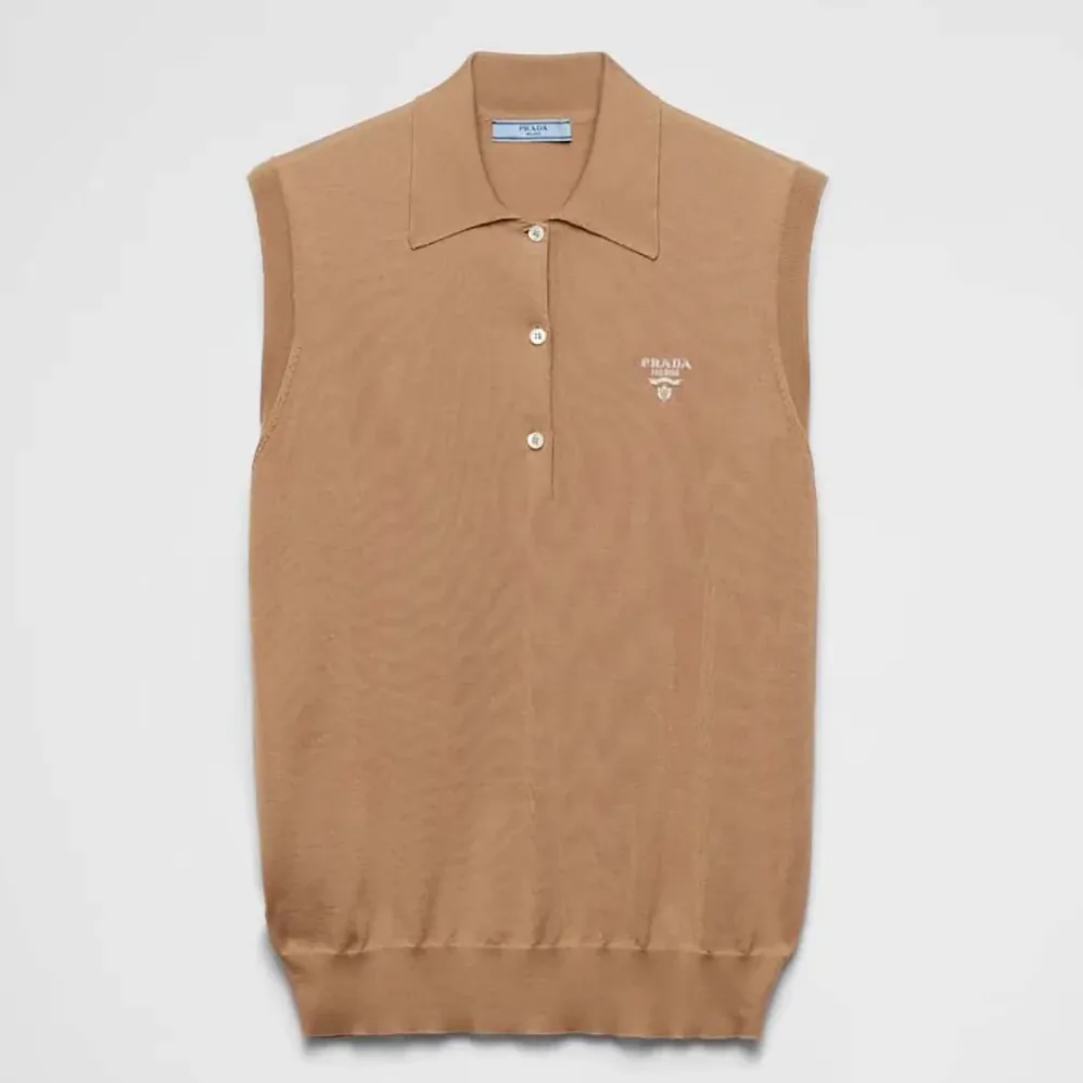 Prada Sleeveless Silk Polo Shirt for Women