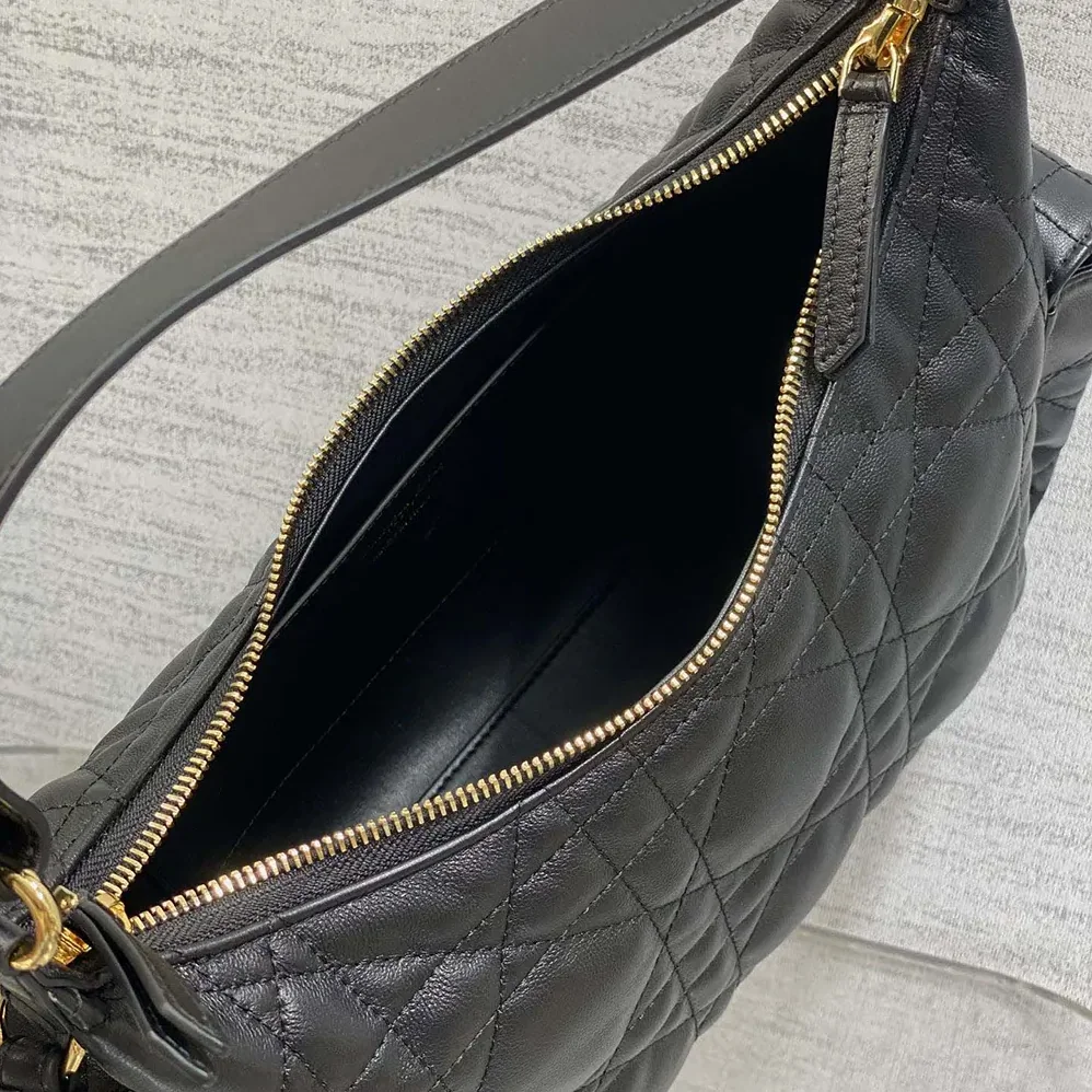 Dior Medium D-Dream Bag Black Macrocannage Lambskin for Women