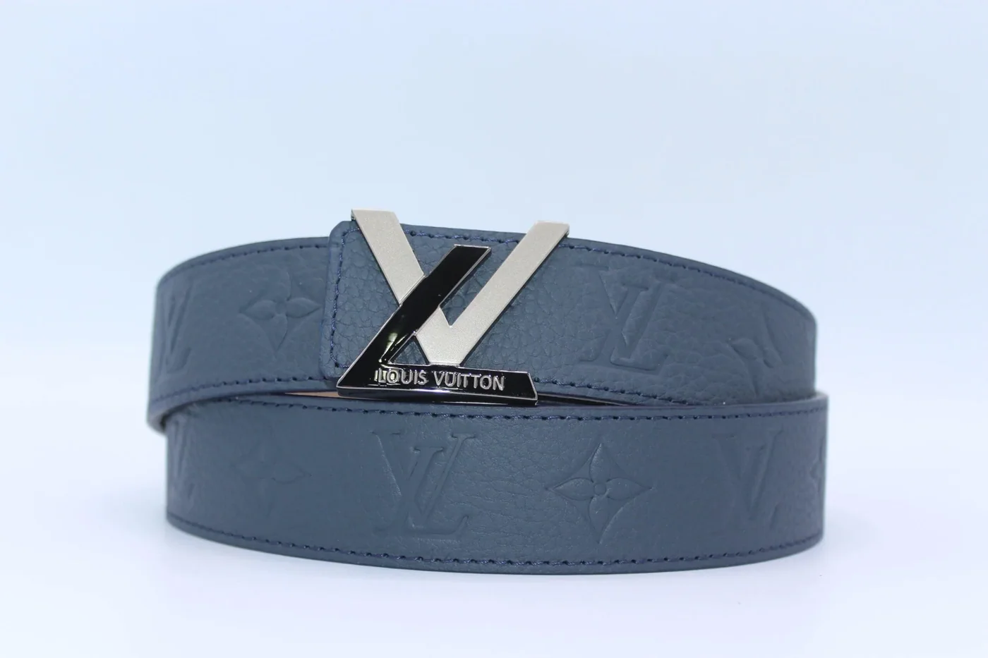 New Buckle Dark Blue Leather Belt
