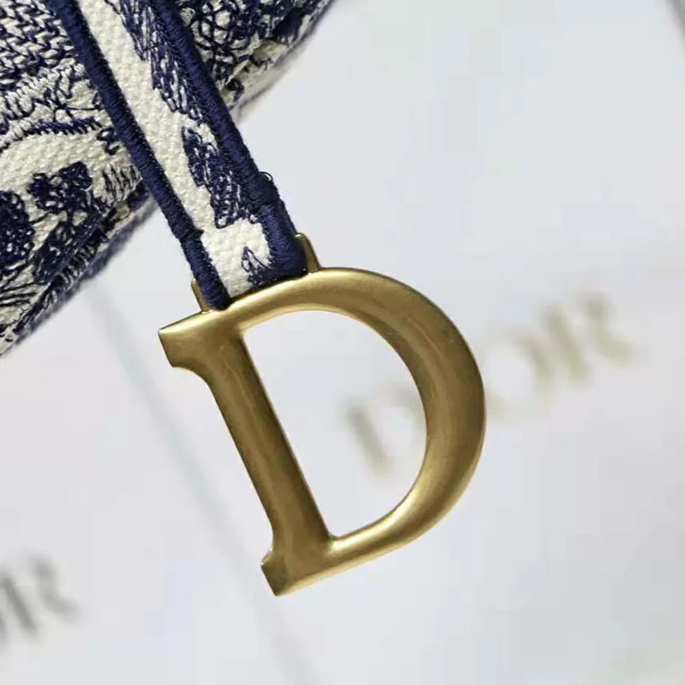 Dior Saddle Bag Blue Toile de Jouy Embroidery for Women
