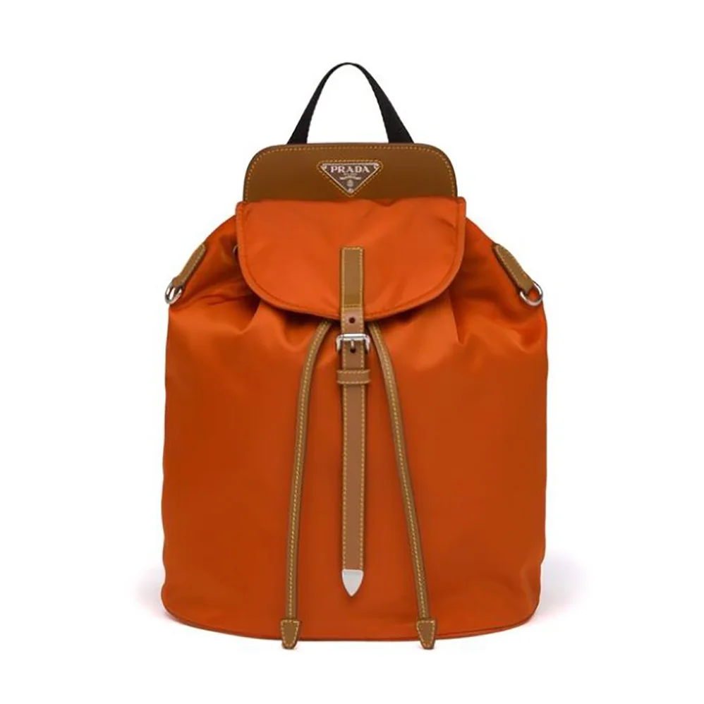Prada Nylon and Saffiano Leather Backpack for Women in Orange Prada Nylon and Saffiano Leather Backpack for Women in Orange